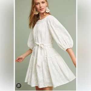 Anthropologie white embroidered dress